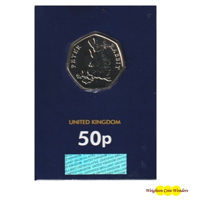 2018 BU 50p Coin (Card) - Peter Rabbit